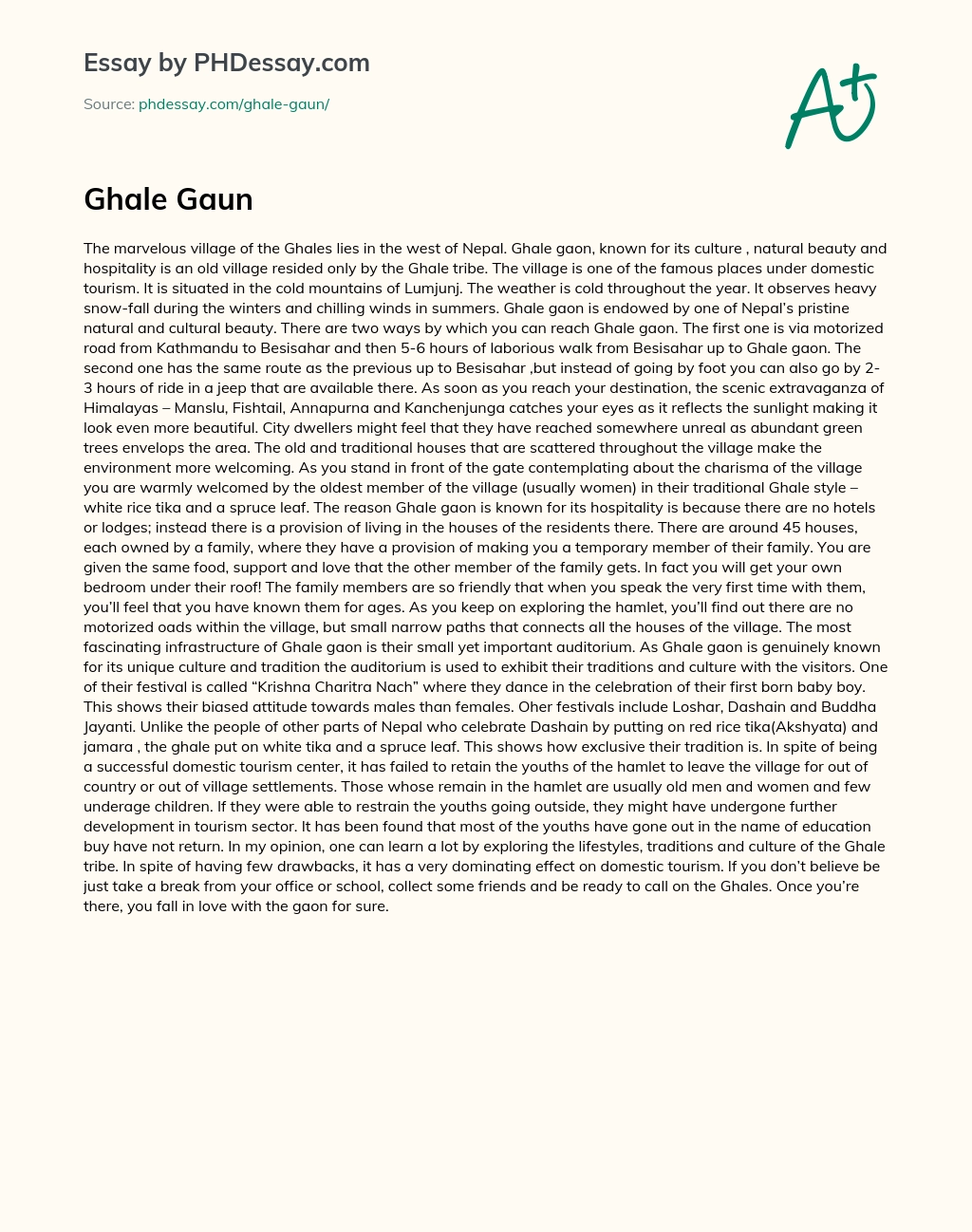 Ghale Gaun essay