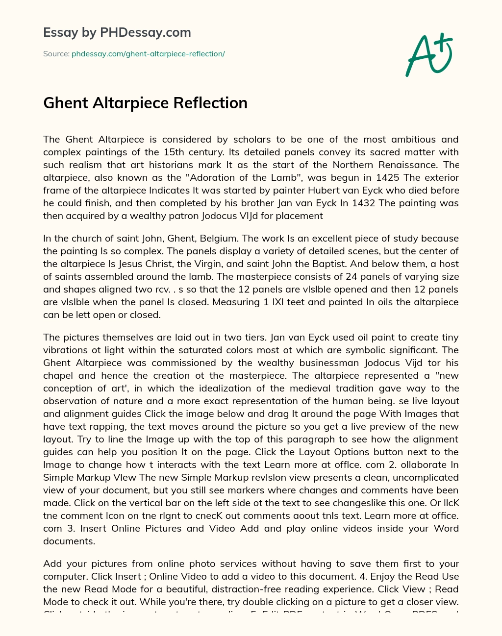 Ghent Altarpiece Reflection essay