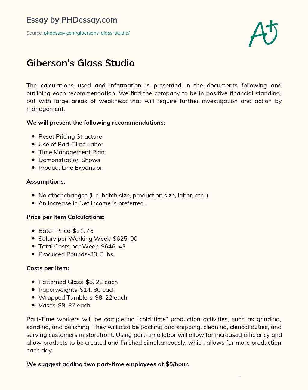 Giberson’s Glass Studio essay