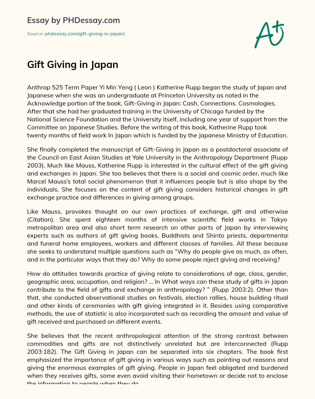 Gift Giving in Japan essay