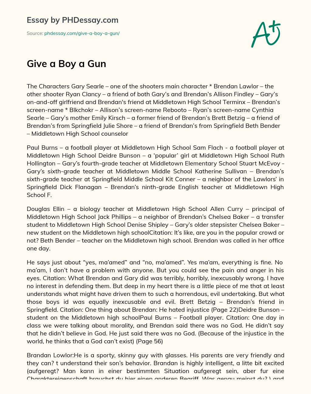 Give a Boy a Gun essay