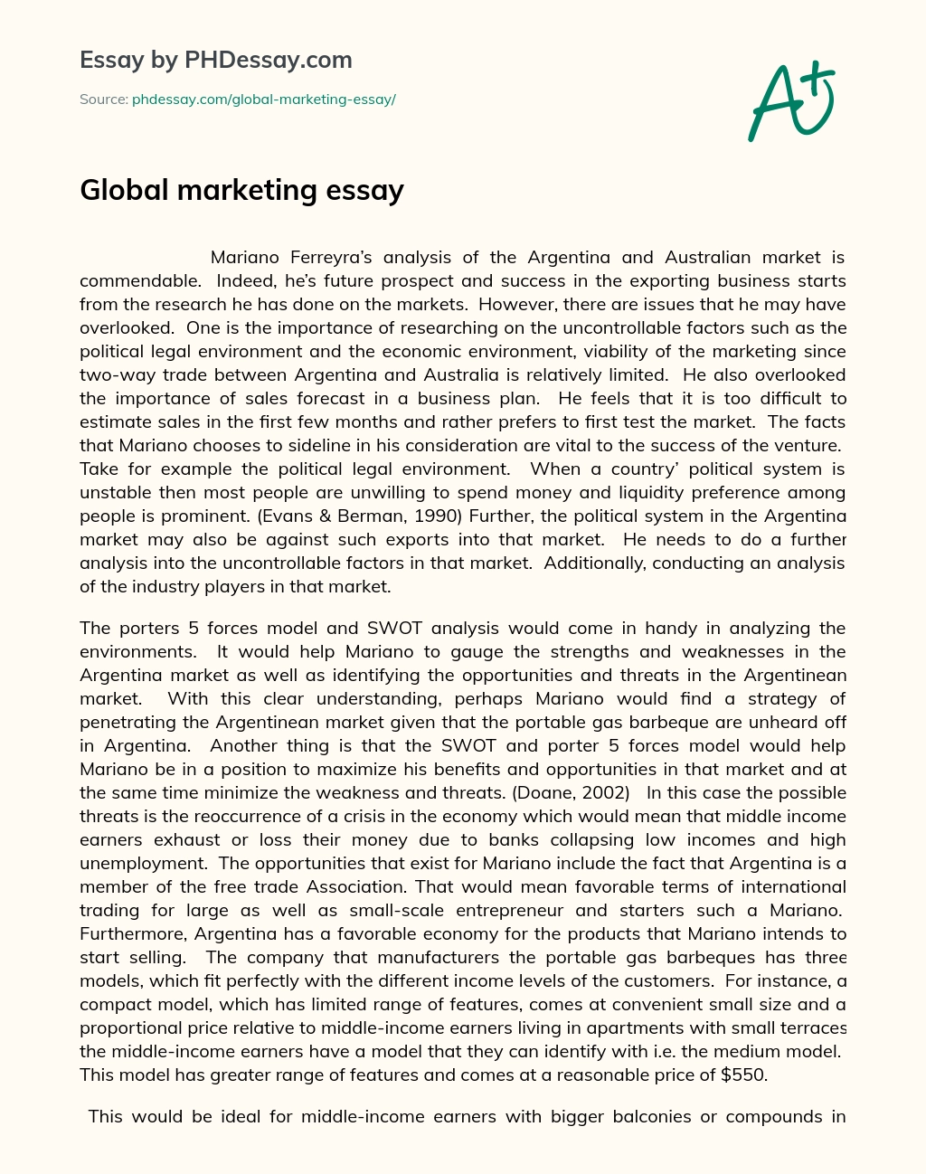 Global marketing essay essay
