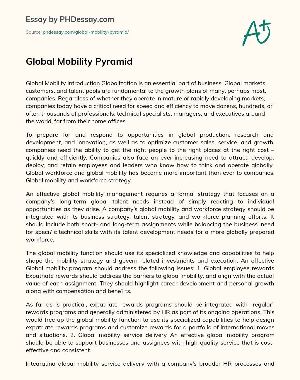 Global Mobility Pyramid essay