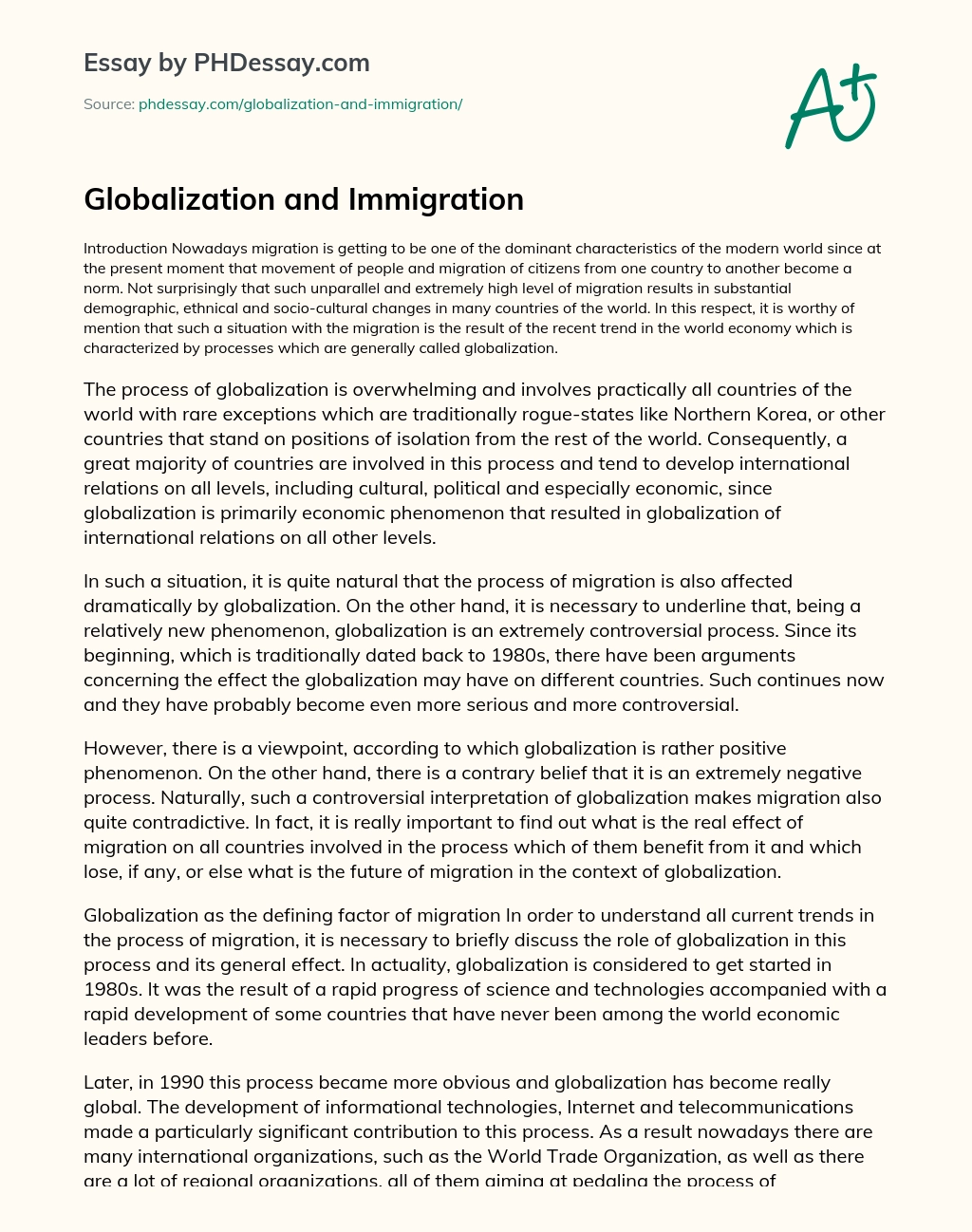 globalisation and migration essay