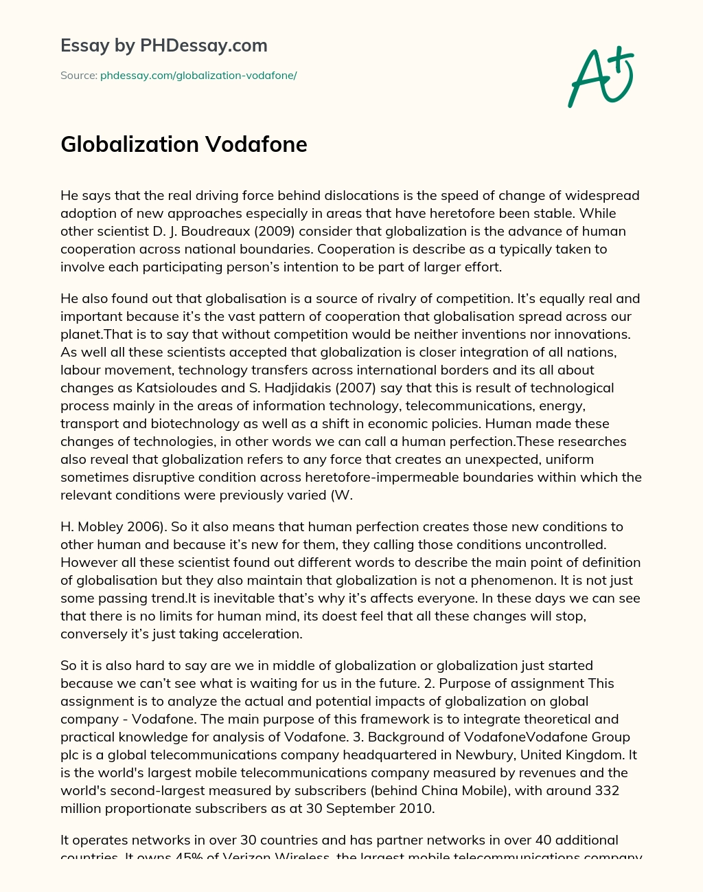 Globalization Vodafone essay
