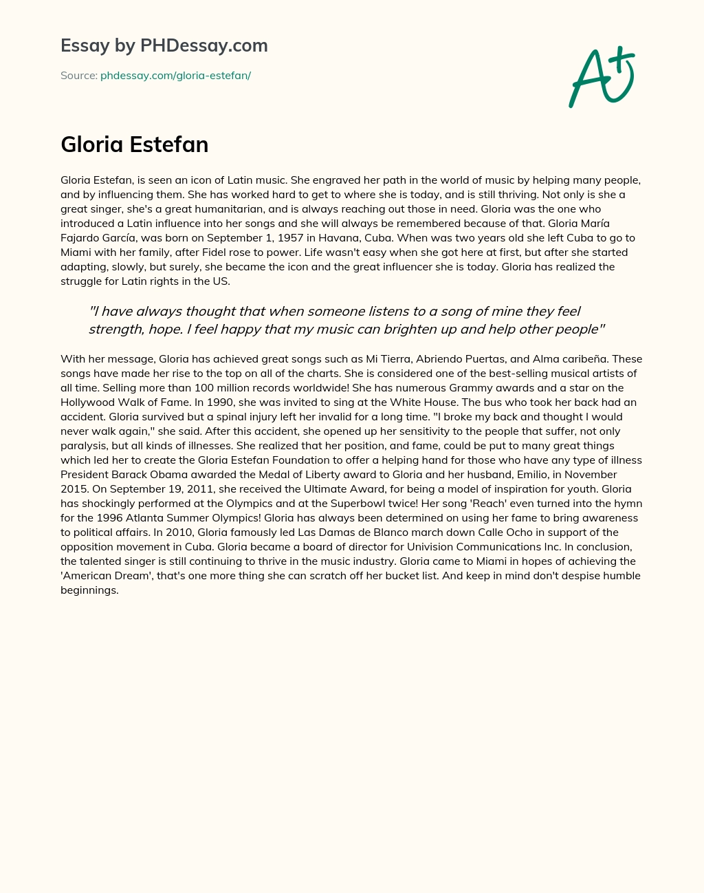Gloria Estefan essay