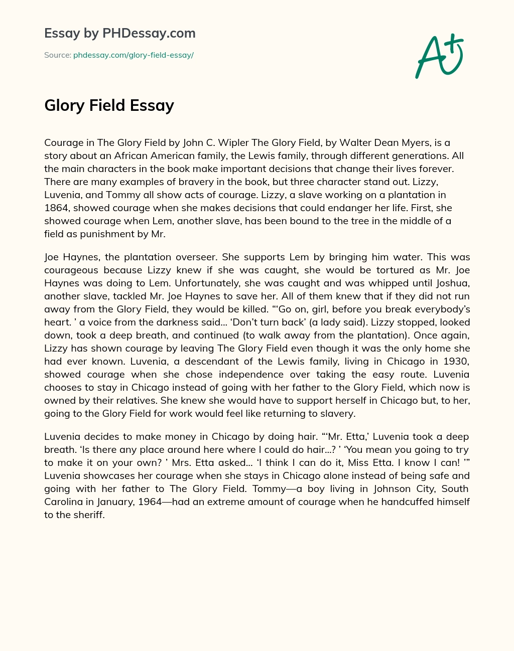 Glory Field Essay essay