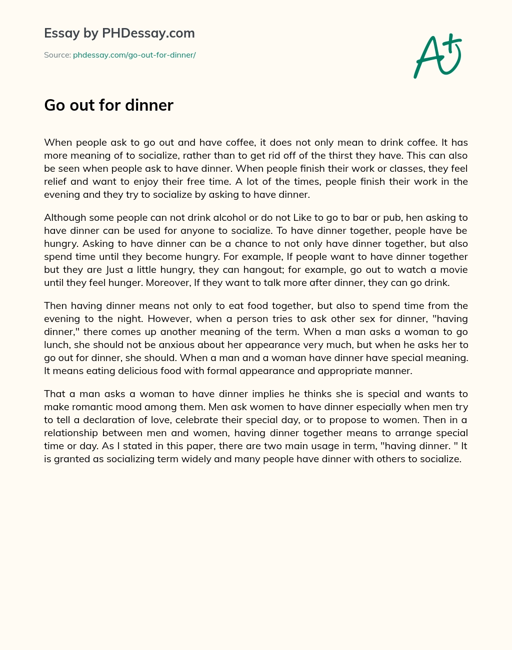 Go out for dinner essay
