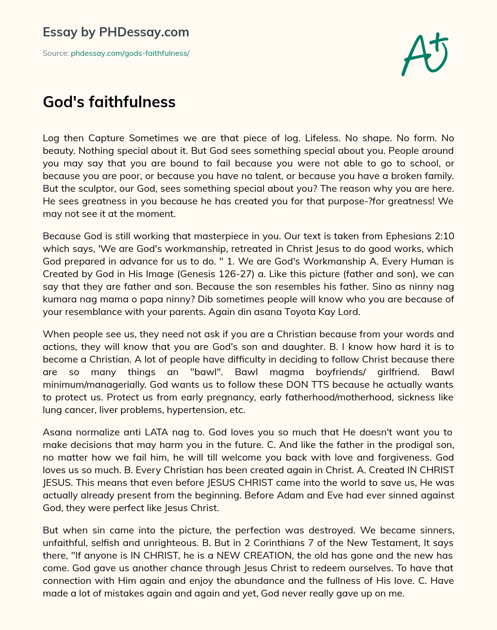 essay god's faithfulness