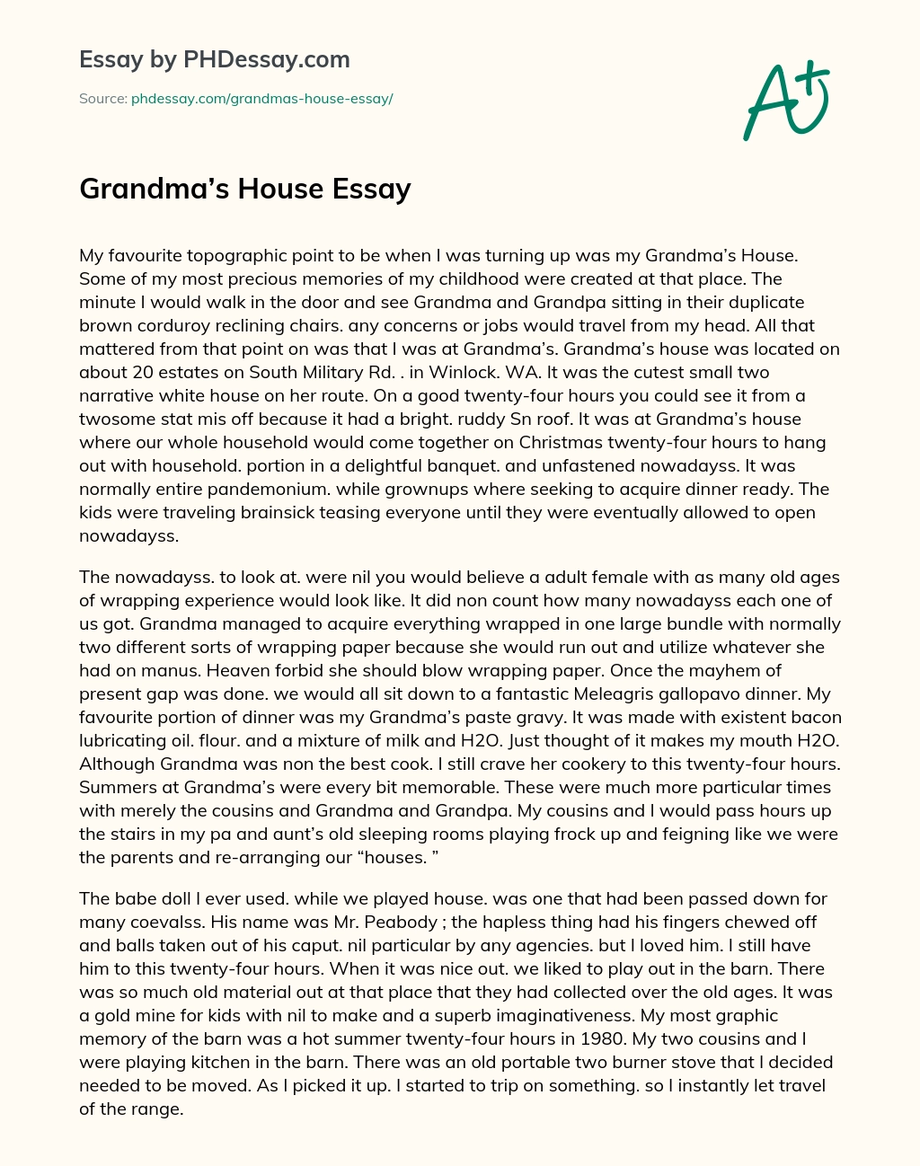 Grandma’s House Essay essay