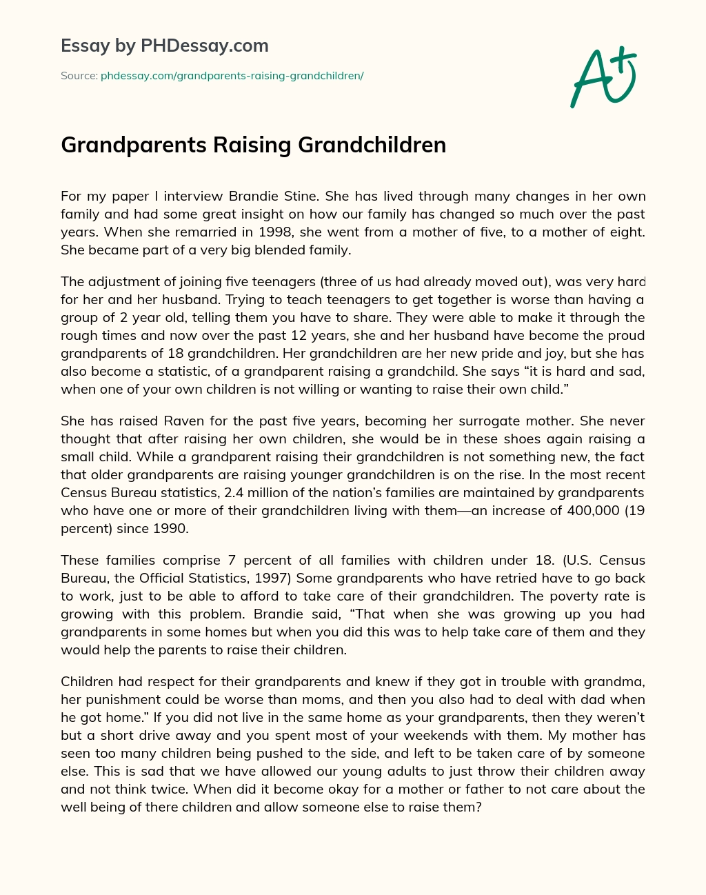 Grandparents Raising Grandchildren essay