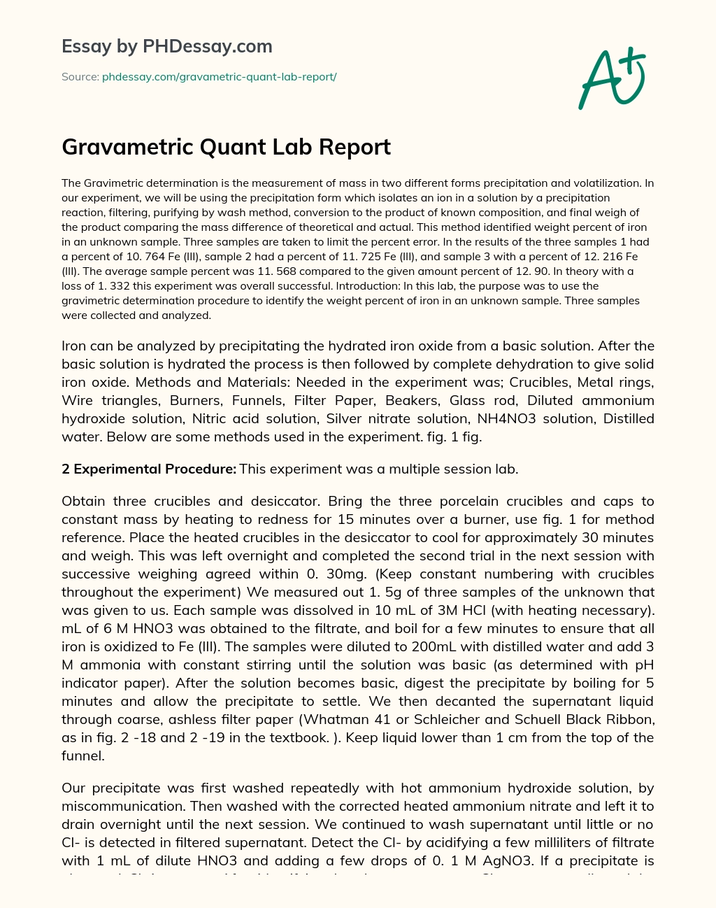 Gravametric Quant Lab Report essay