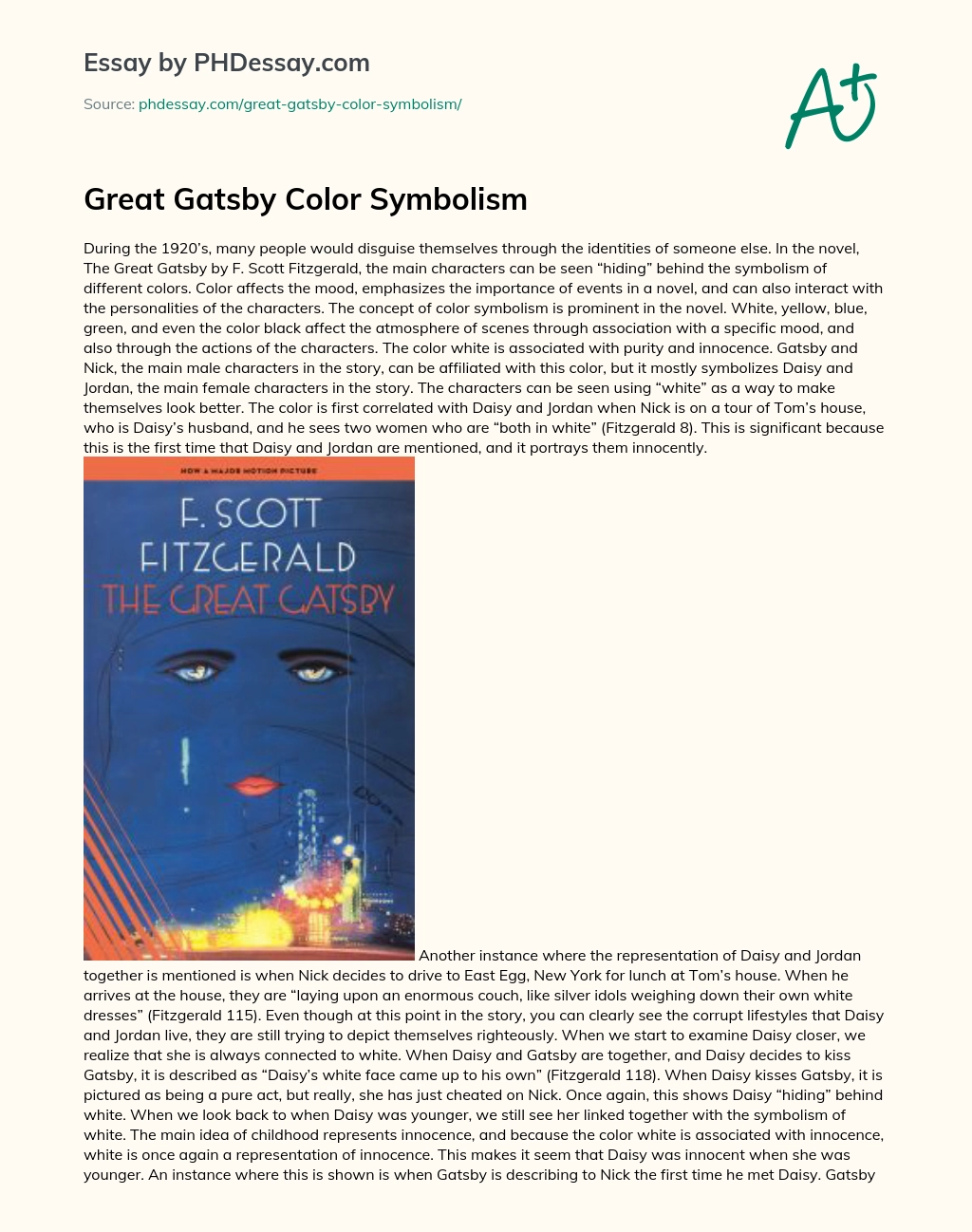Great Gatsby Color Symbolism essay