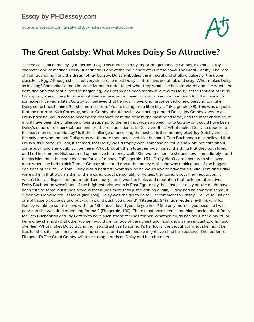The Great Gatsby: What Makes Daisy So Attractive? essay