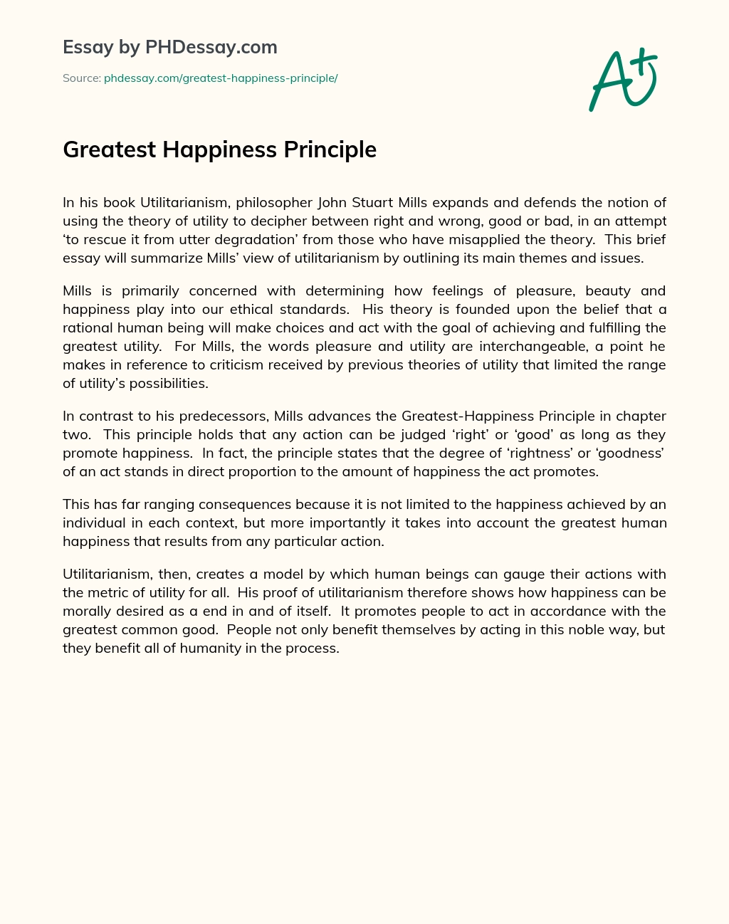 principle of greatest happiness