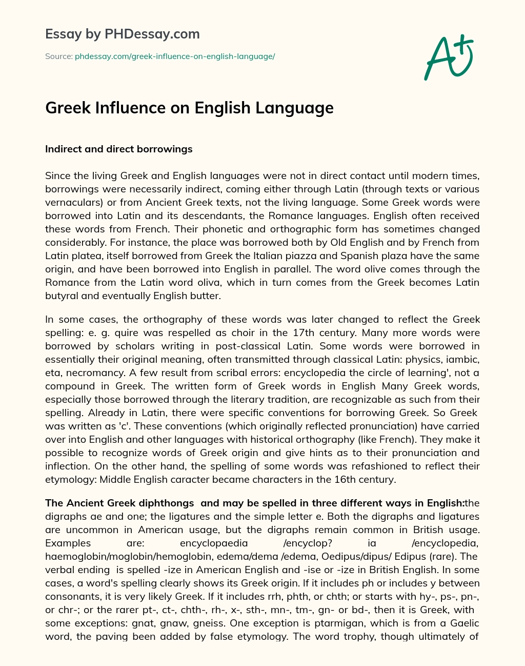 Greek Influence on English Language essay