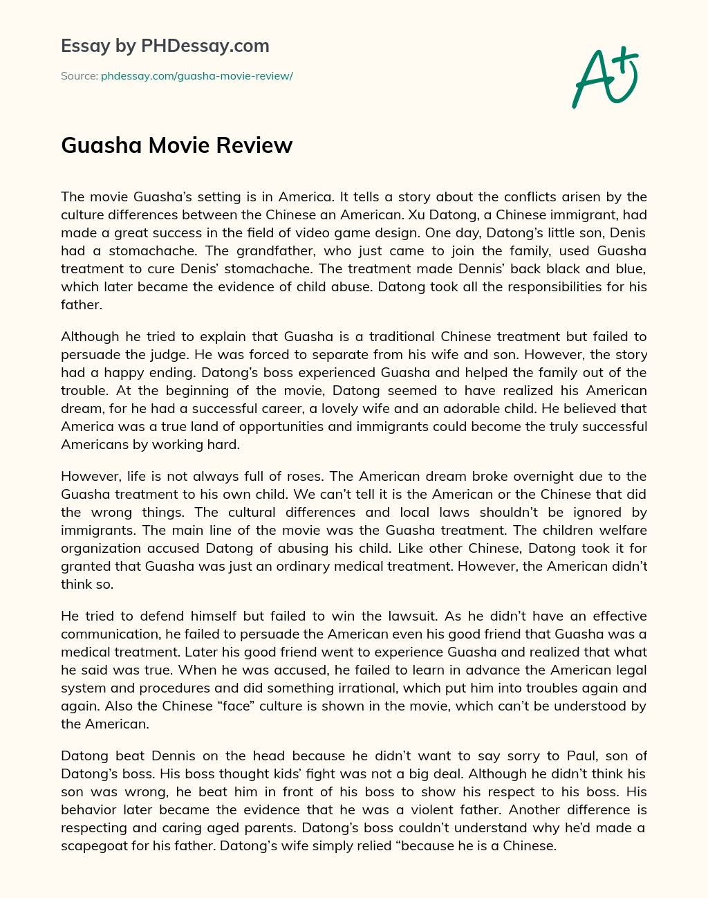 Guasha Movie Review essay