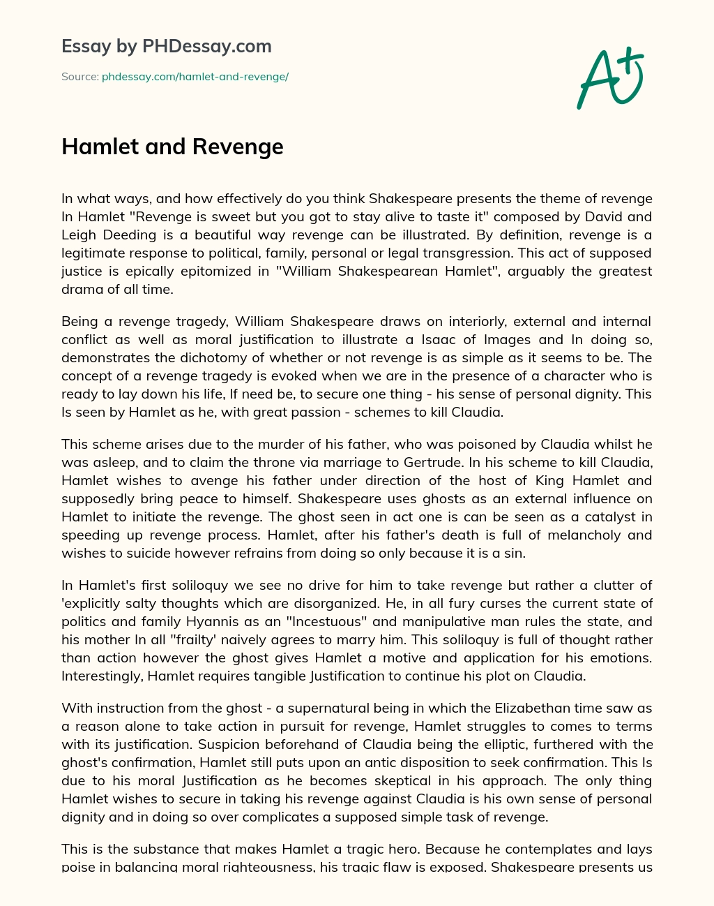 Hamlet and Revenge essay