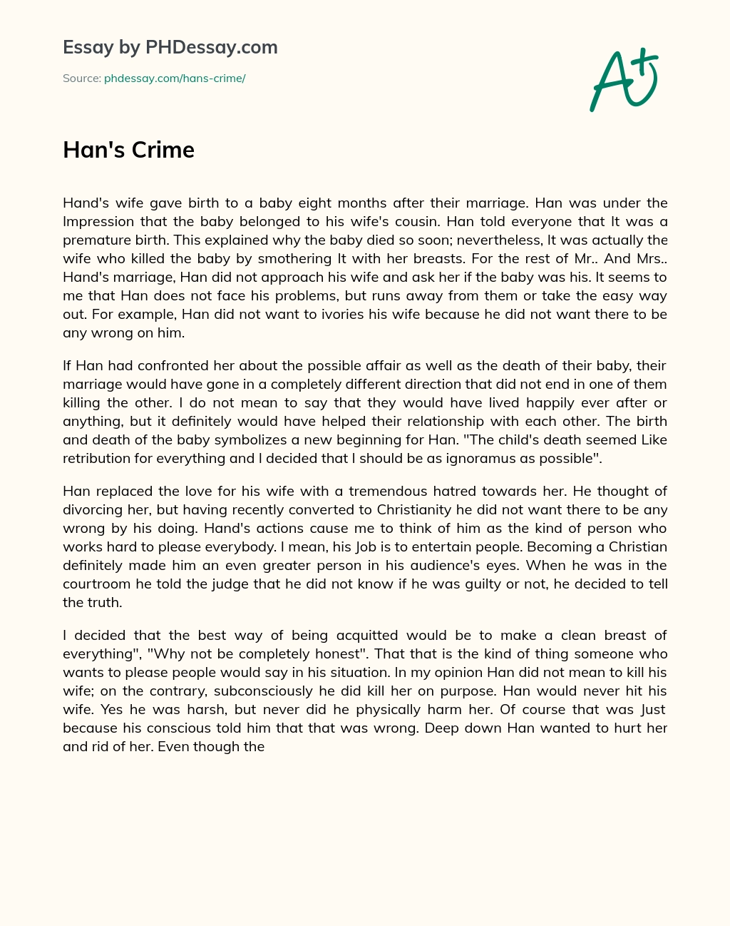 Han’s Crime essay