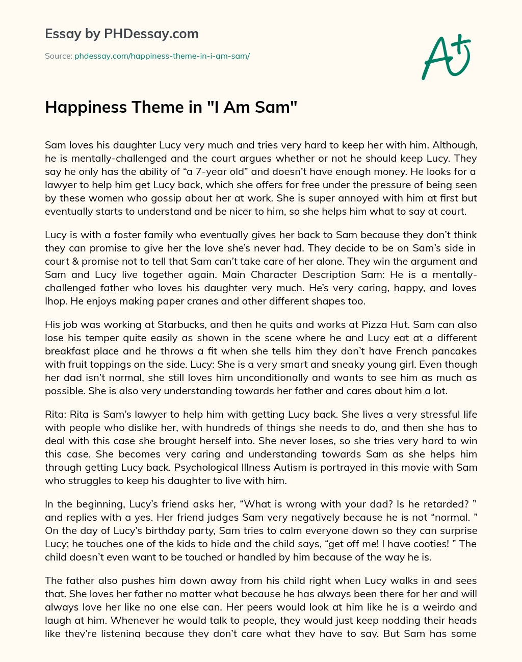 Happiness Theme in I Am Sam essay