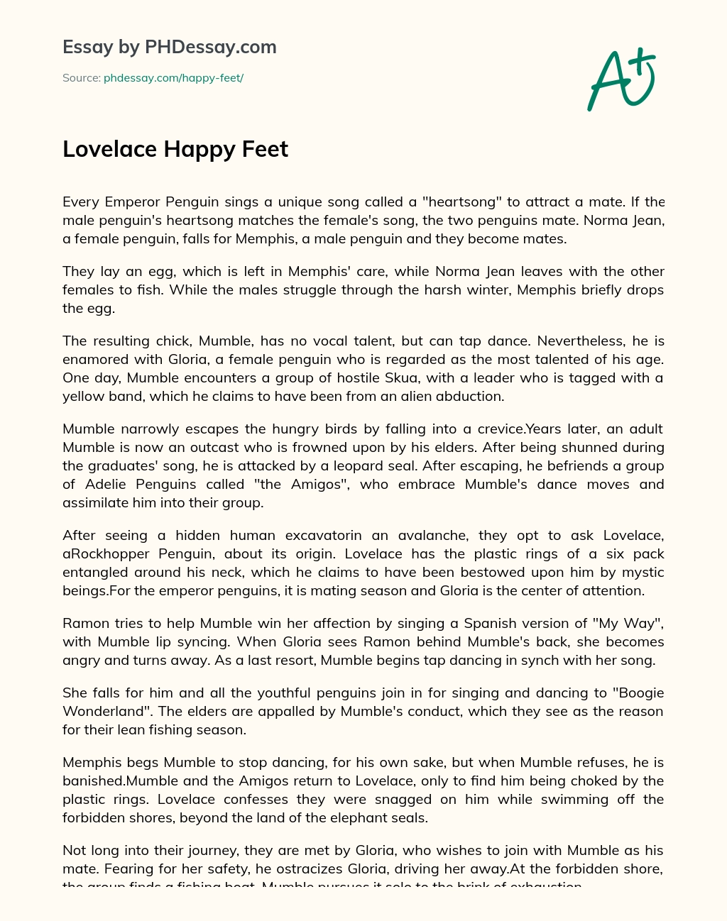 Lovelace Happy Feet essay