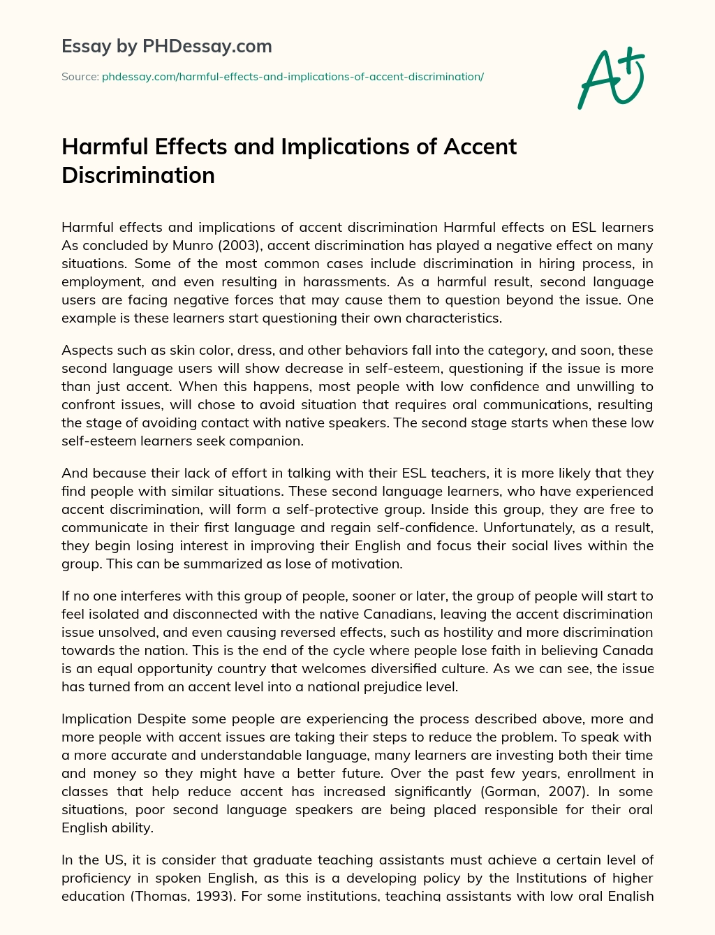 Harmful Effects and Implications of Accent Discrimination essay