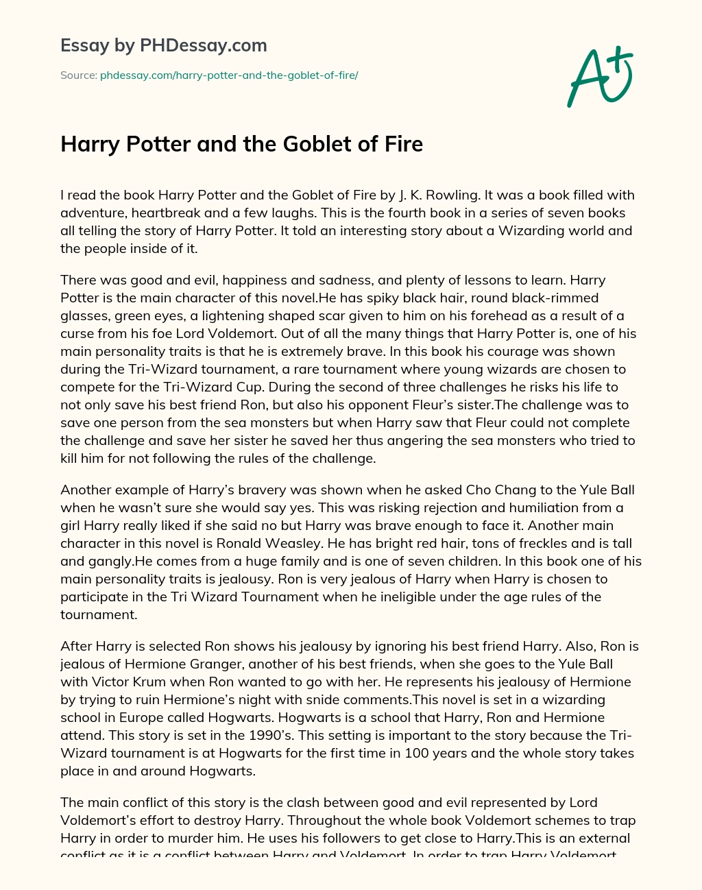 Harry Potter and the Goblet of Fire essay