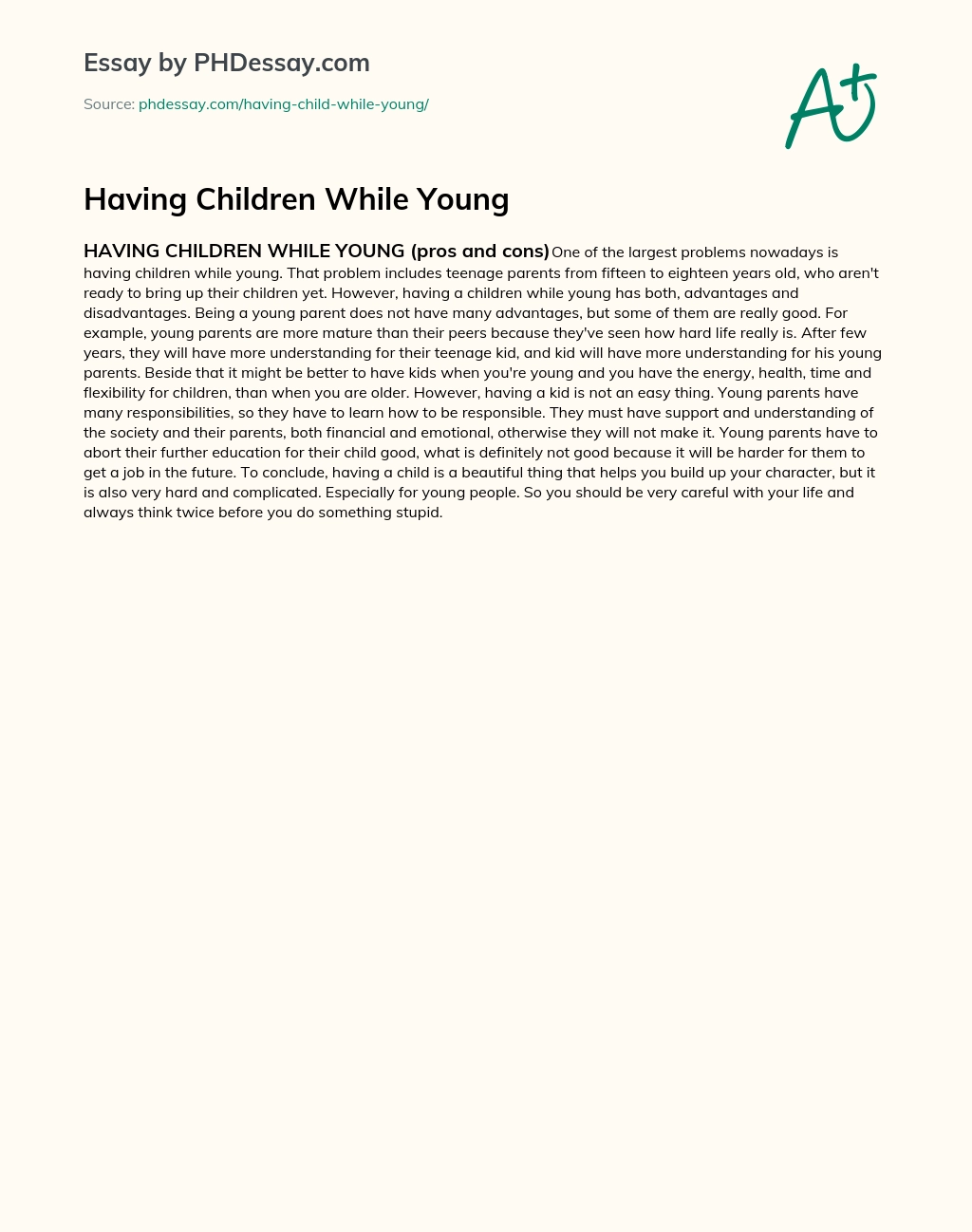Having Children While Young essay