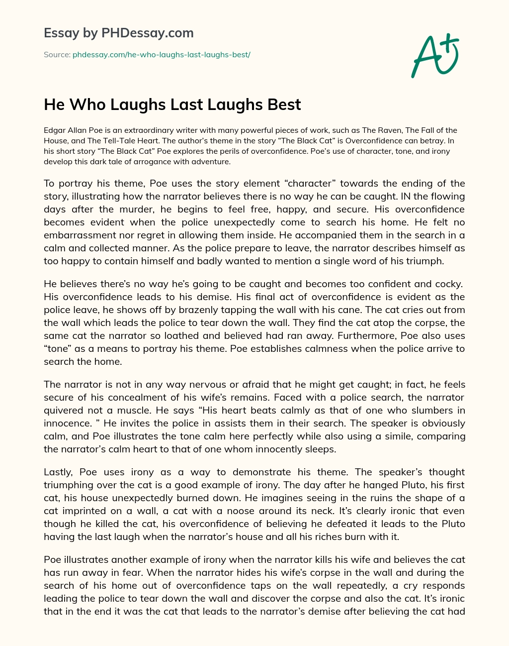 He Who Laughs Last Laughs Best essay