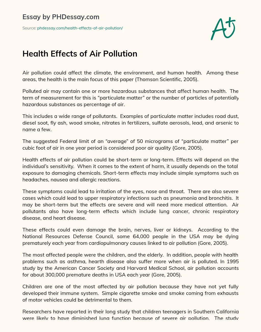 Health Effects of Air Pollution essay