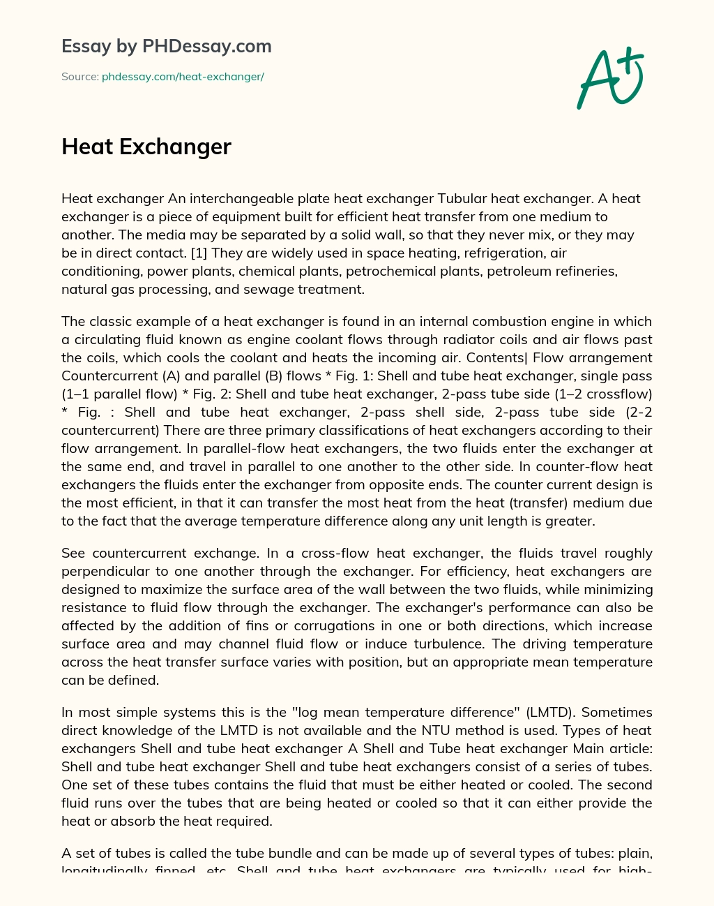 Heat Exchanger essay