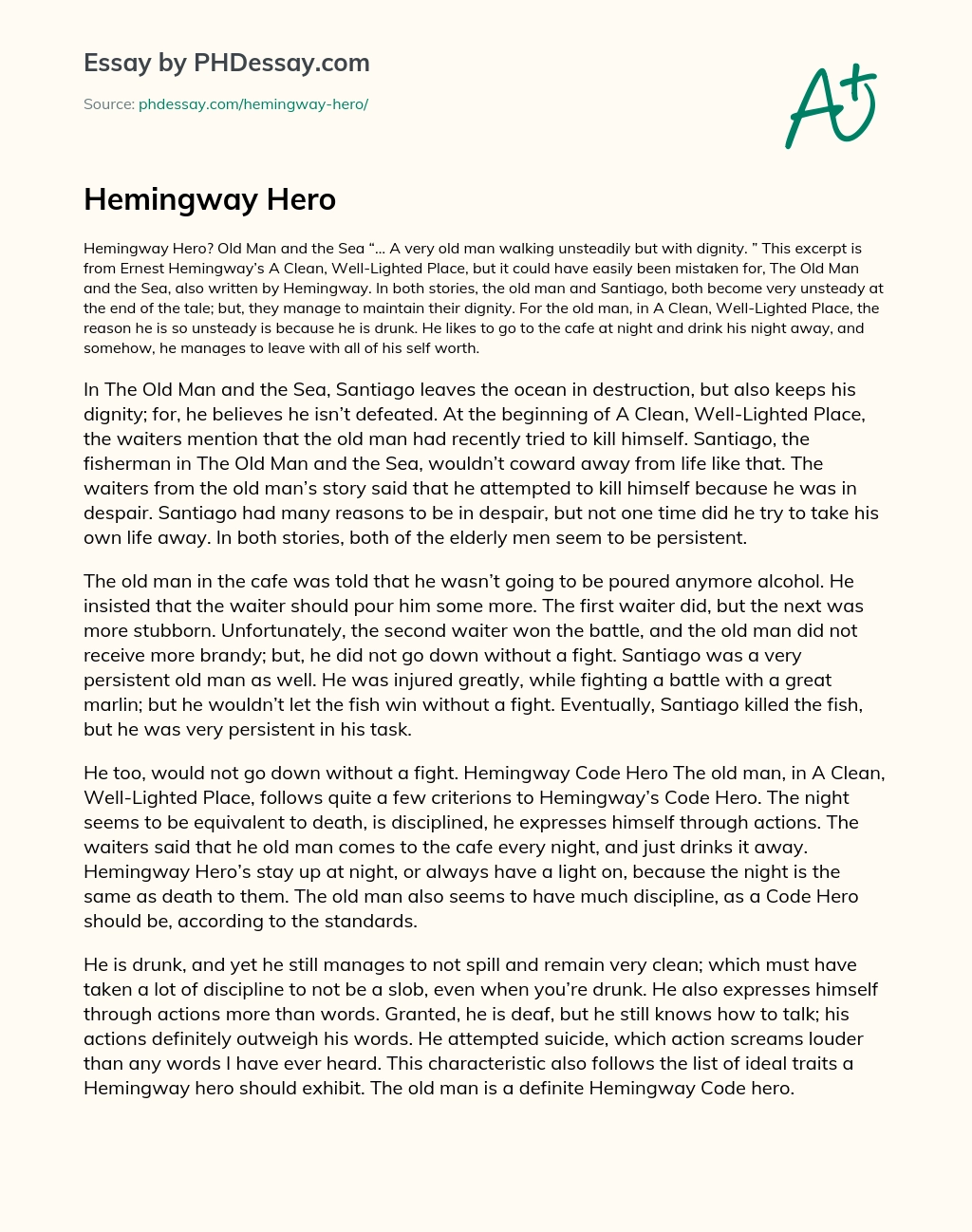 Hemingway Hero essay