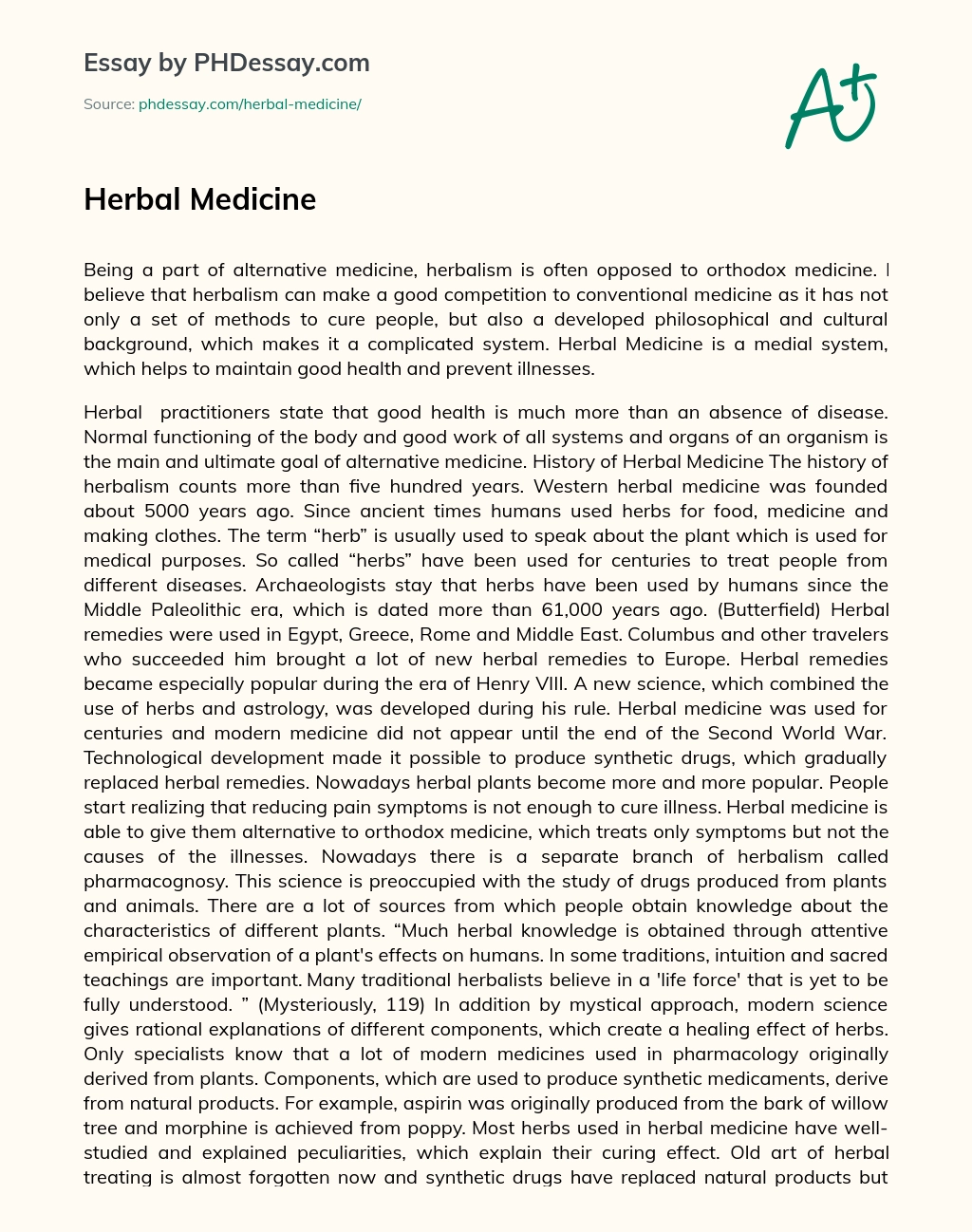 argumentative essay on herbal medicine