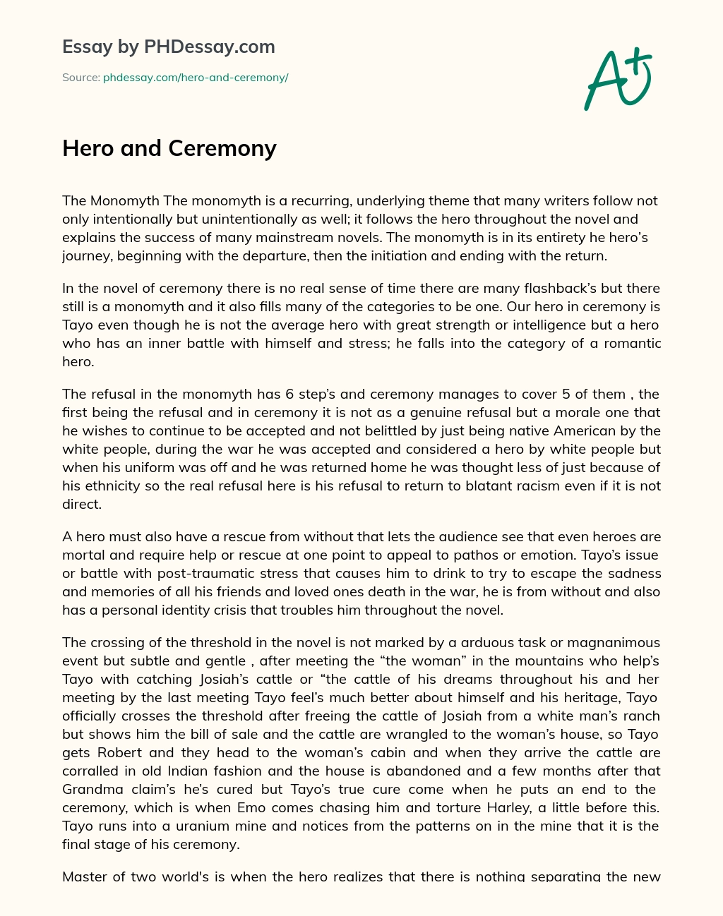 Hero and Ceremony essay