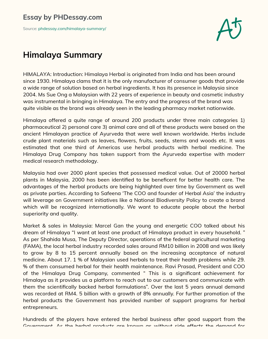 Himalaya Summary essay