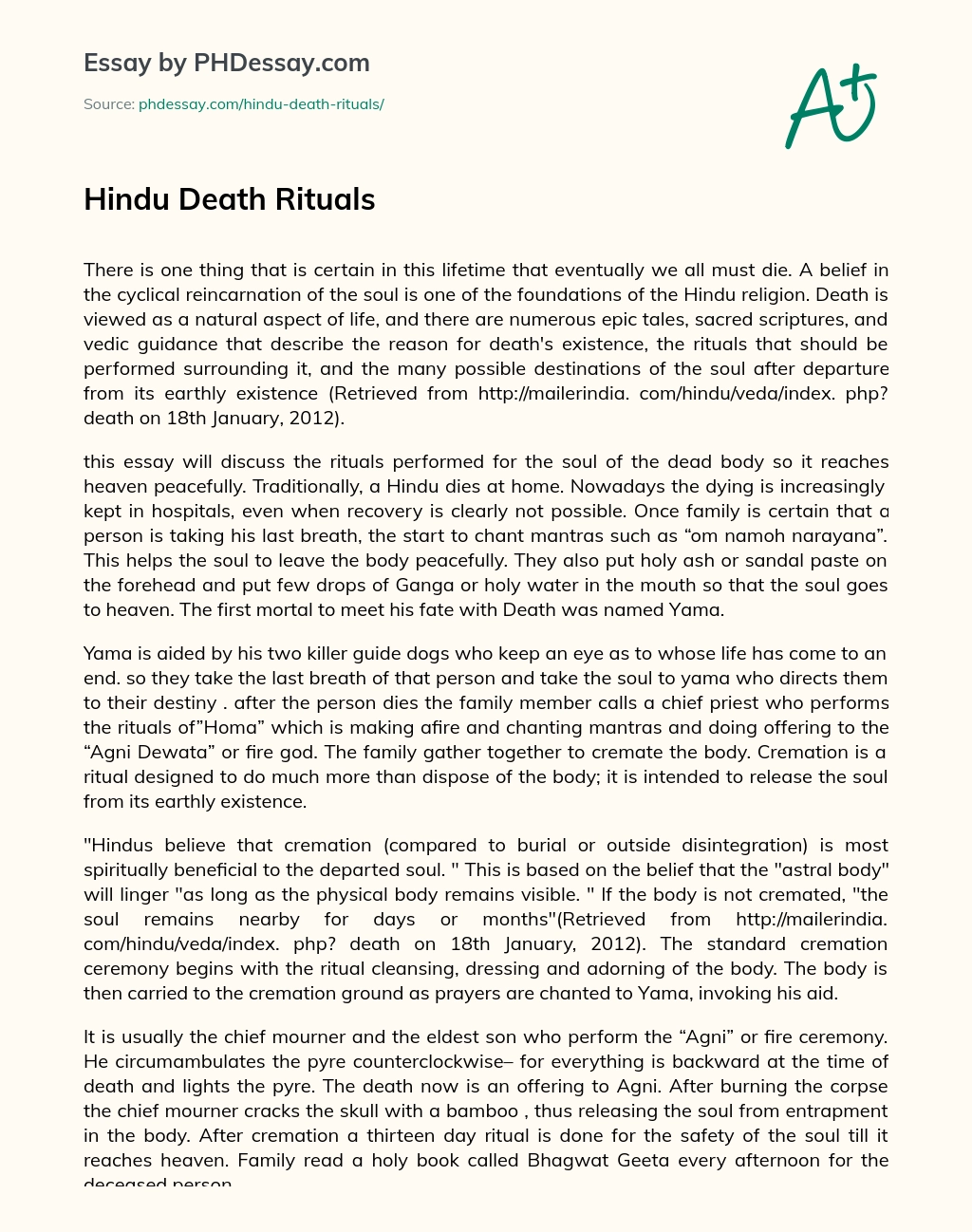 Hindu Death Rituals essay