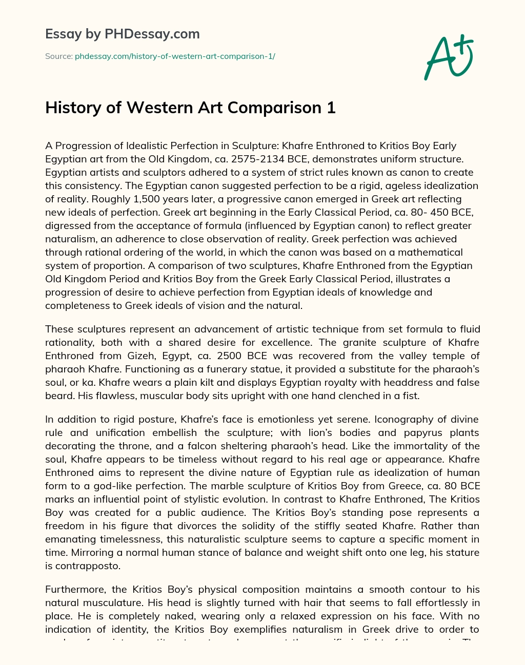 History of Western Art Comparison 1 essay