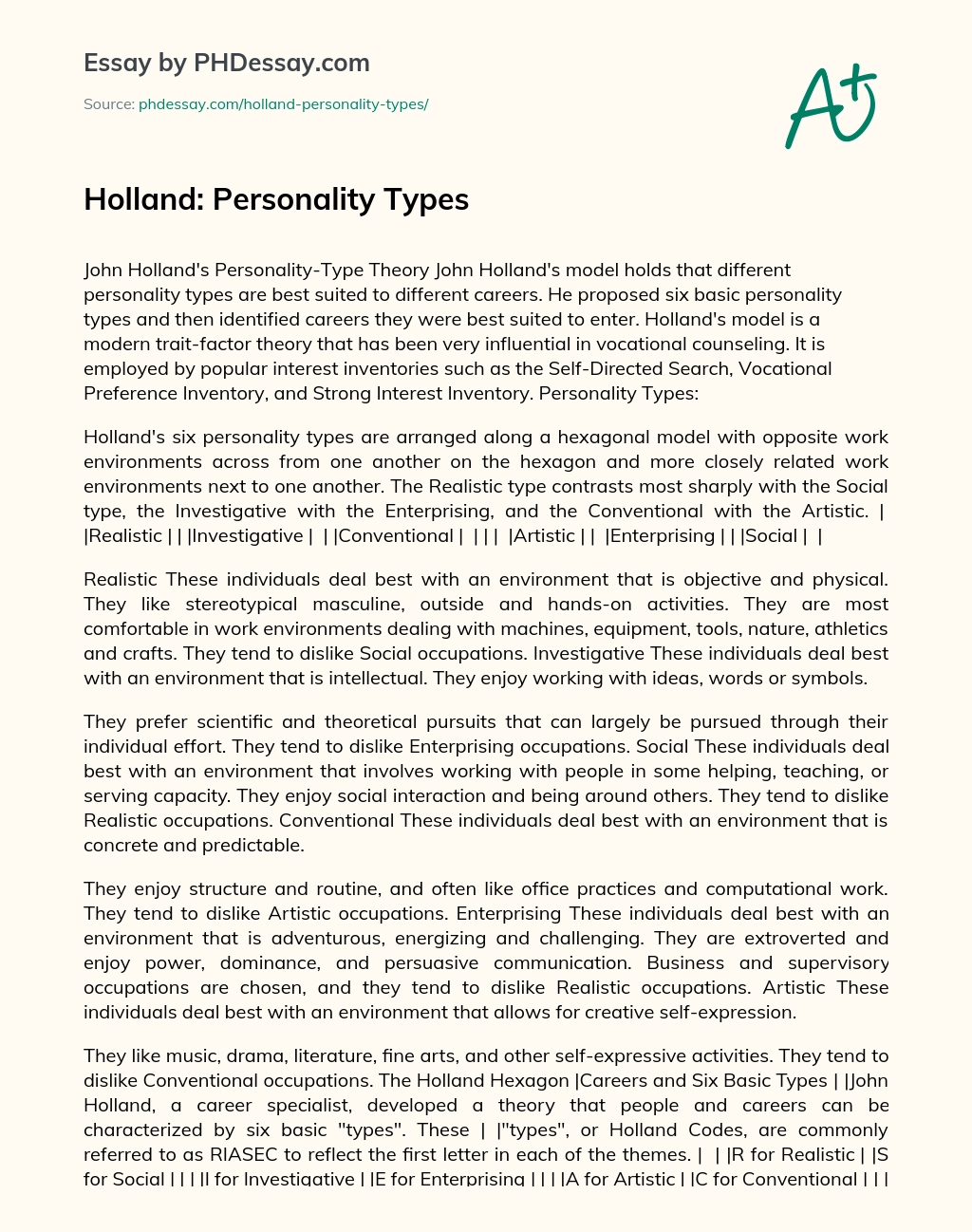 personality types essay
