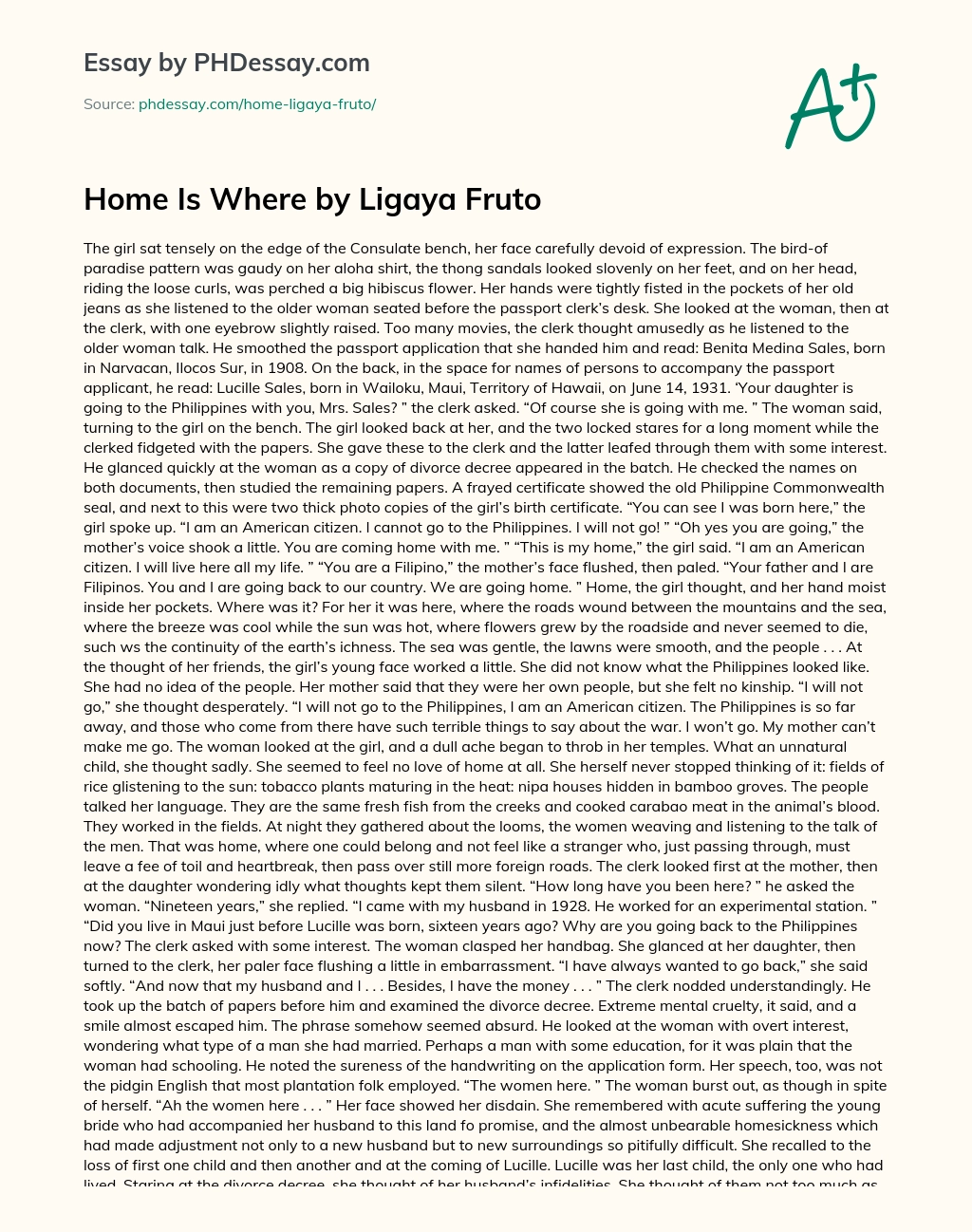 Home Is Where by Ligaya Fruto essay