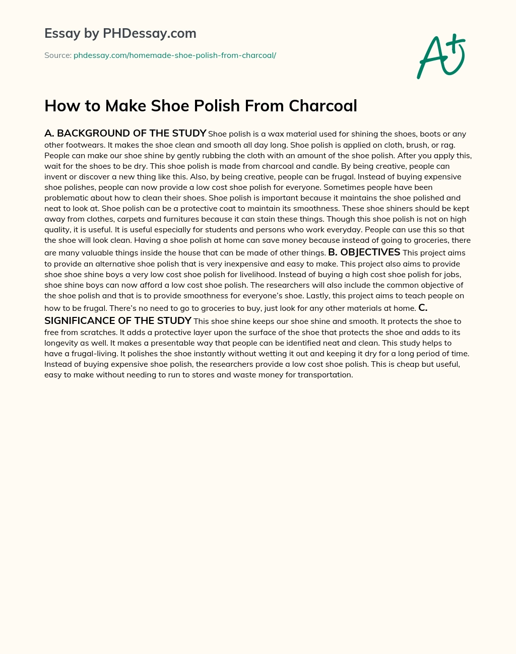 How to Make Shoe Polish From Charcoal essay