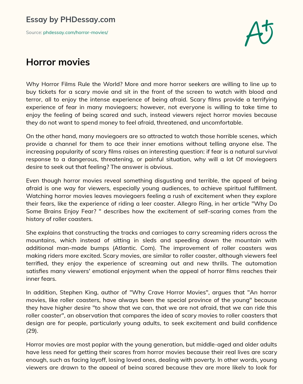 Horror movies essay