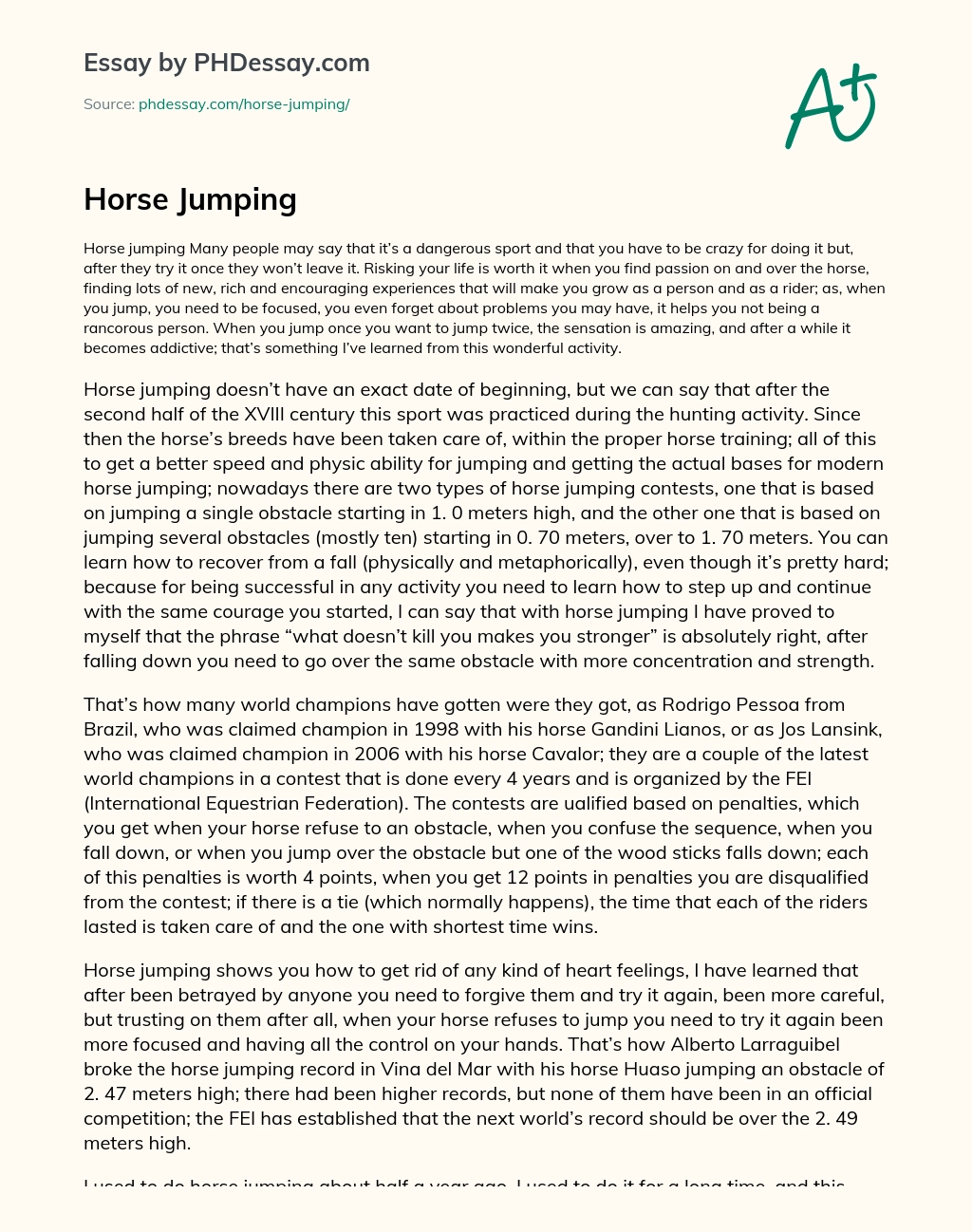 Horse Jumping essay