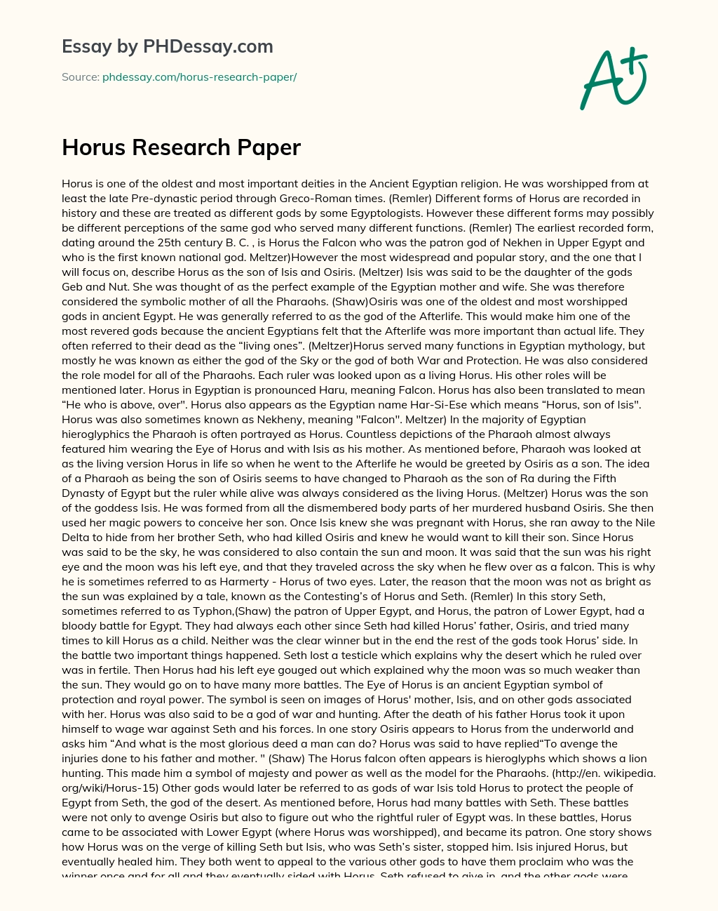 Horus Research Paper essay