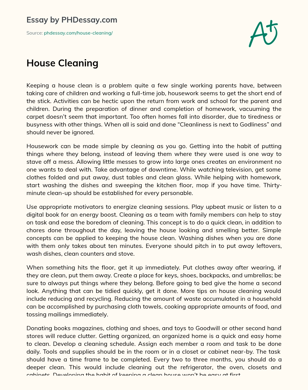 House Cleaning essay