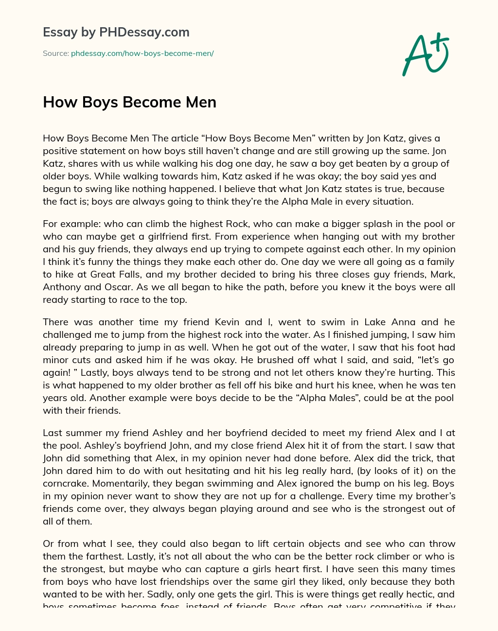 How Boys Become Men essay