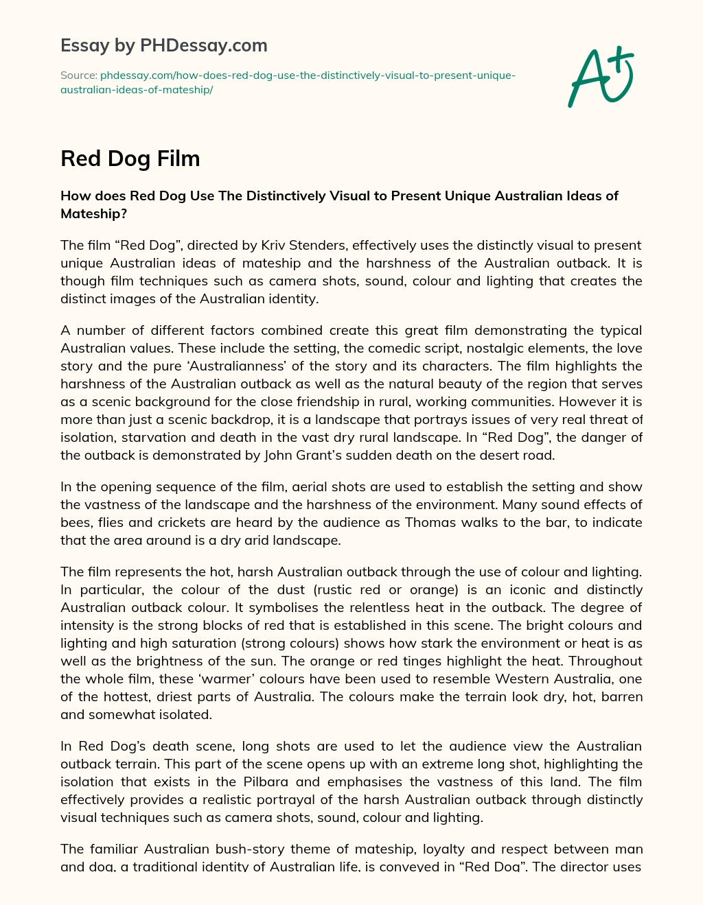 Red Dog Film essay