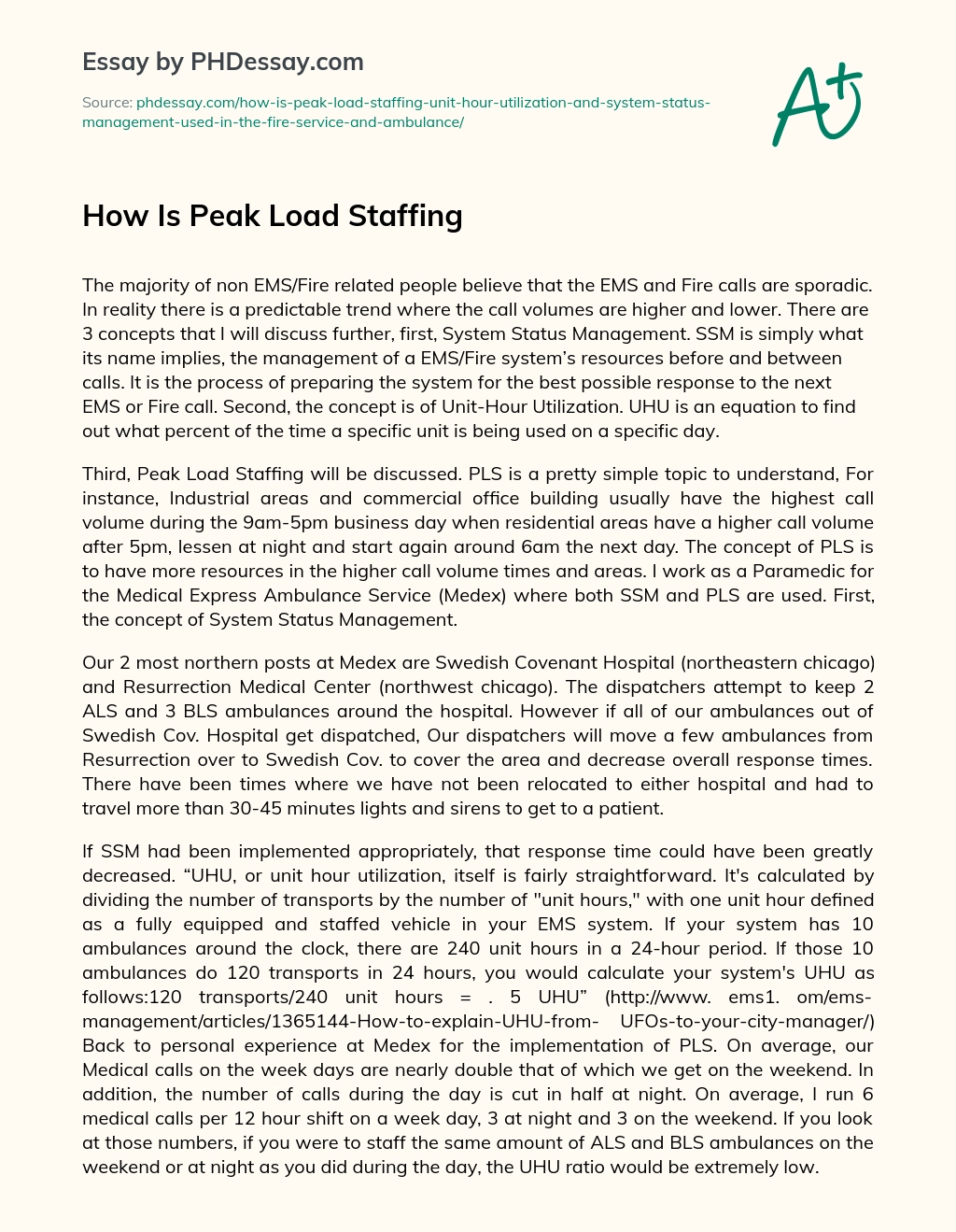 How Is Peak Load Staffing essay