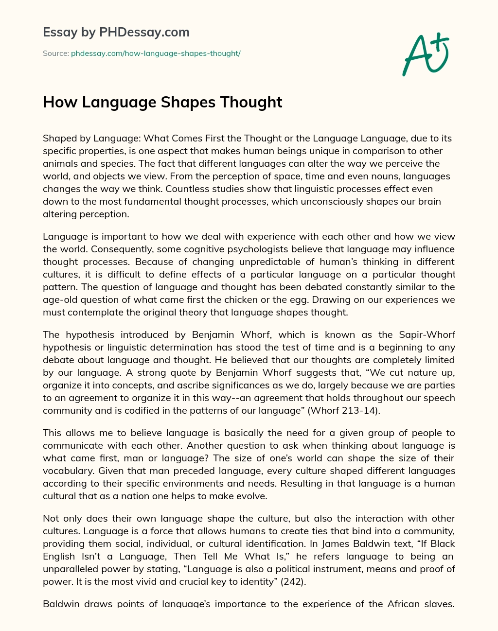How Language Shapes Thought essay