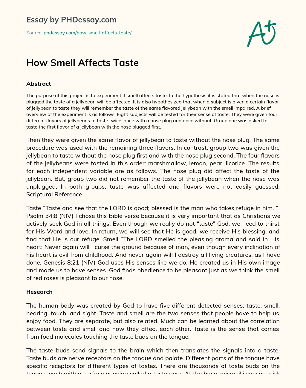 How Smell Affects Taste essay