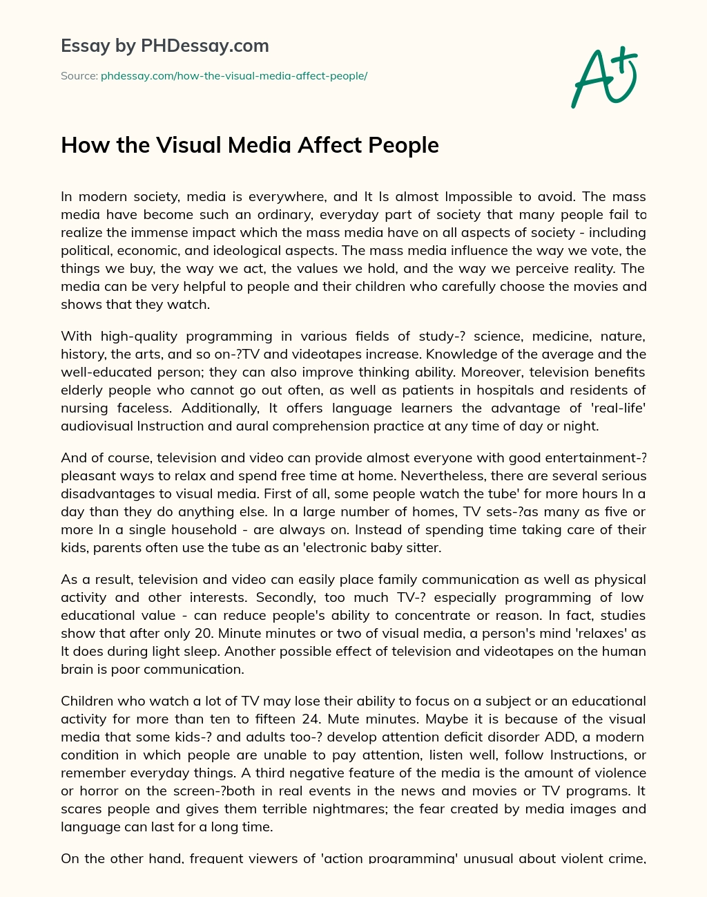 How the Visual Media Affect People essay